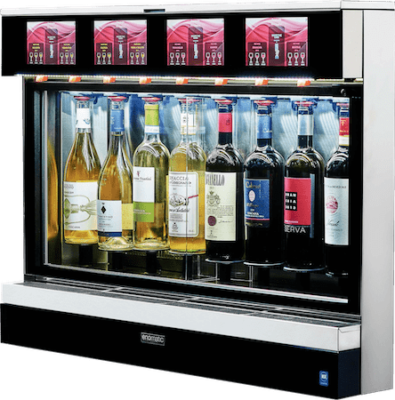 Unica 8-Bottle wine dispenser by Enomatic, side view