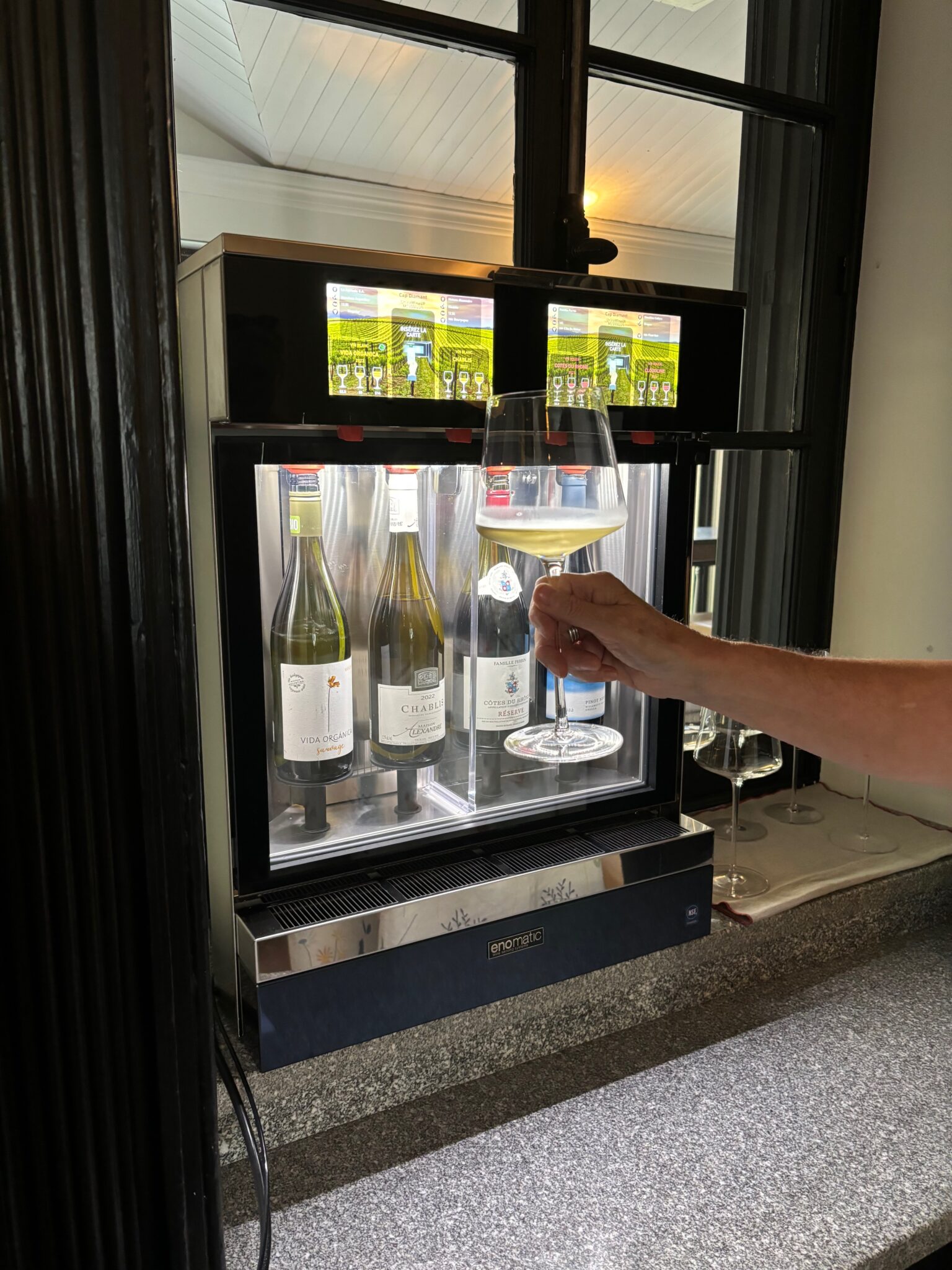 Hotel Cap Diamant Enomatic wine dispenser in Lobby